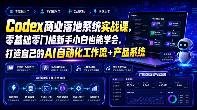 Codex商业落地系统实战课,零基础零门槛新手小白也能学会,打造自己的AI自动化工作流+产品系统(更新)-网创之家