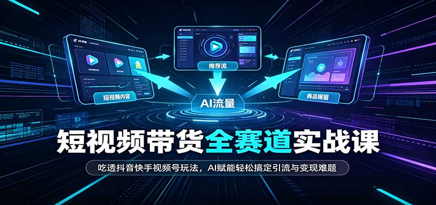短视频带货全赛道：吃透抖音快手视频号玩法，AI赋能轻松搞定引流与变现难题-网创之家