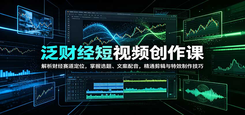 泛财经短视频创作课:解析财经赛道定位,掌握选题、文案配音,精通剪辑与特效制作技巧-网创之家