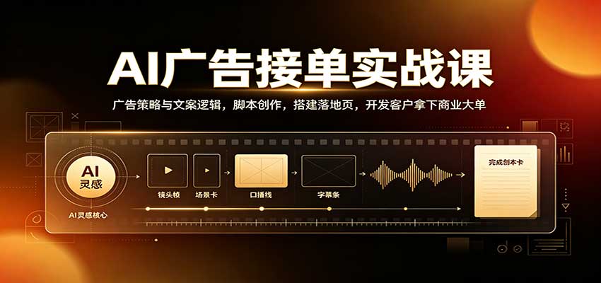 AI广告接单实战：广告策略与文案逻辑，脚本创作，搭建落地页，开发客户拿下商业大单-网创之家