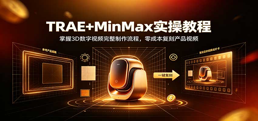 TRAE+MinMax实操教程：3D数字视频完整制作流程，零成本复刻产品视频-网创之家
