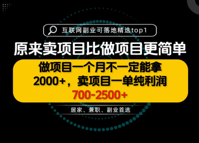 一单利润700-2.5K+，为什么我们要卖项目而不是做项目，我们普通人应该怎样开始？【揭秘】-网创之家