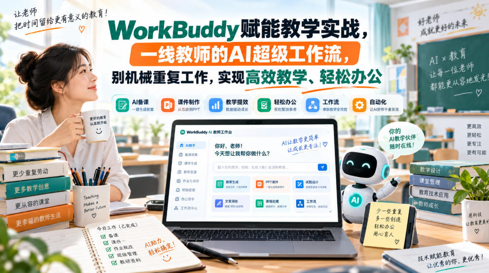 WorkBuddy赋能教学实战,一线教师的AI超级工作流,别机械重复工作,实现高效教学、轻松办公-网创之家
