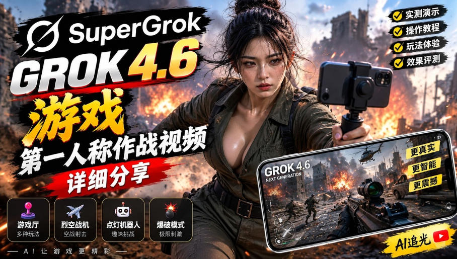 Grok 4.6也能做游戏？第一人称作战视频实测｜玩法详细讲解-网创之家