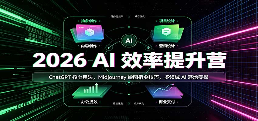 2026 AI效率提升营:ChatGPT核心用法,Midjourney绘图指令技巧,多领域AI落地实操-网创之家