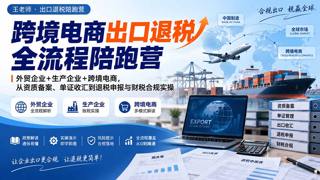 跨境电商出口退税全流程陪跑营｜外贸企业+生产企业+跨境电商，从资质备案、单证收汇到退税申报与财税合规实操-网创之家