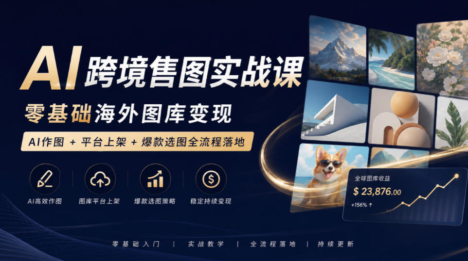 AI跨境售图实战课,零基础海外图库变现,AI作图+平台上架+爆款选图全流程落地-网创之家