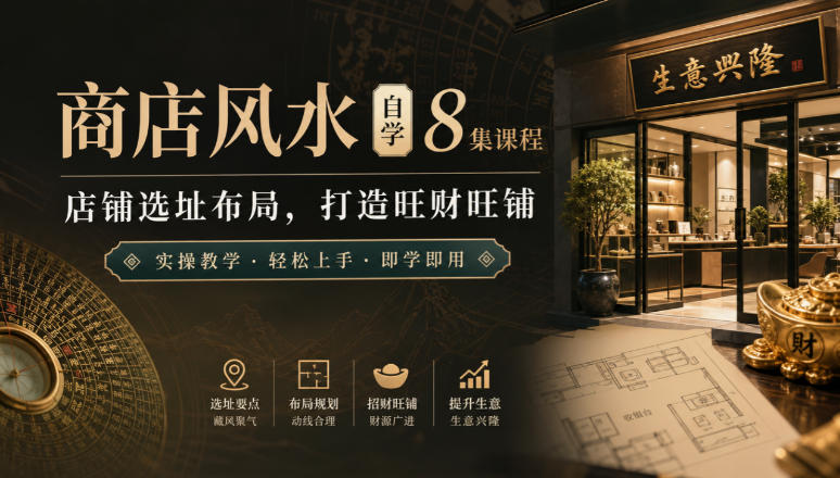商店风水自学8集课程|店铺选址布局,打造旺财旺铺实操教学-网创之家