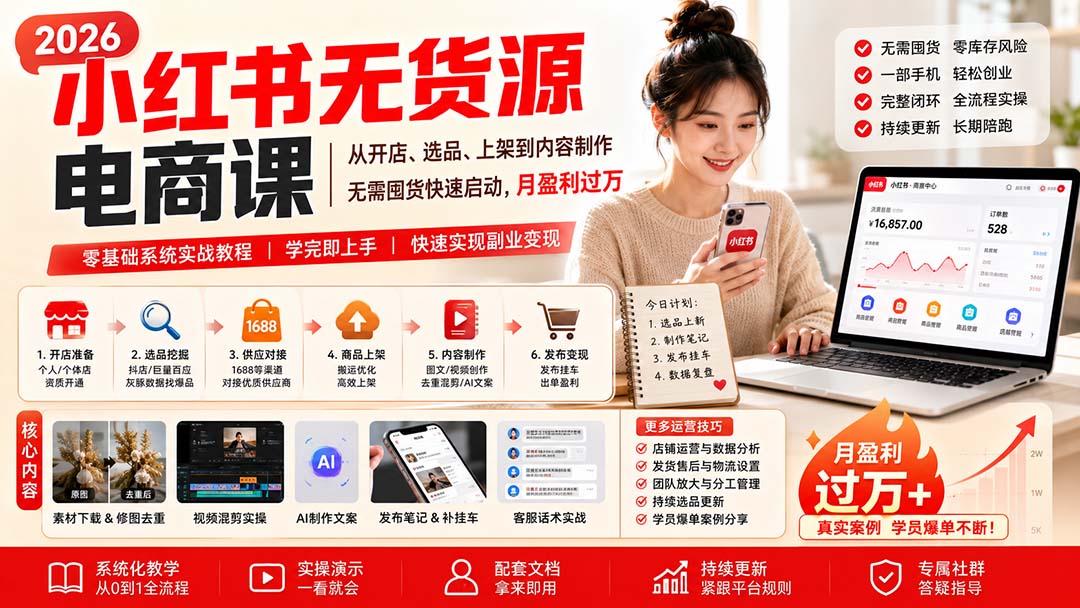 小红书无货源电商课(9月16更新-网创之家