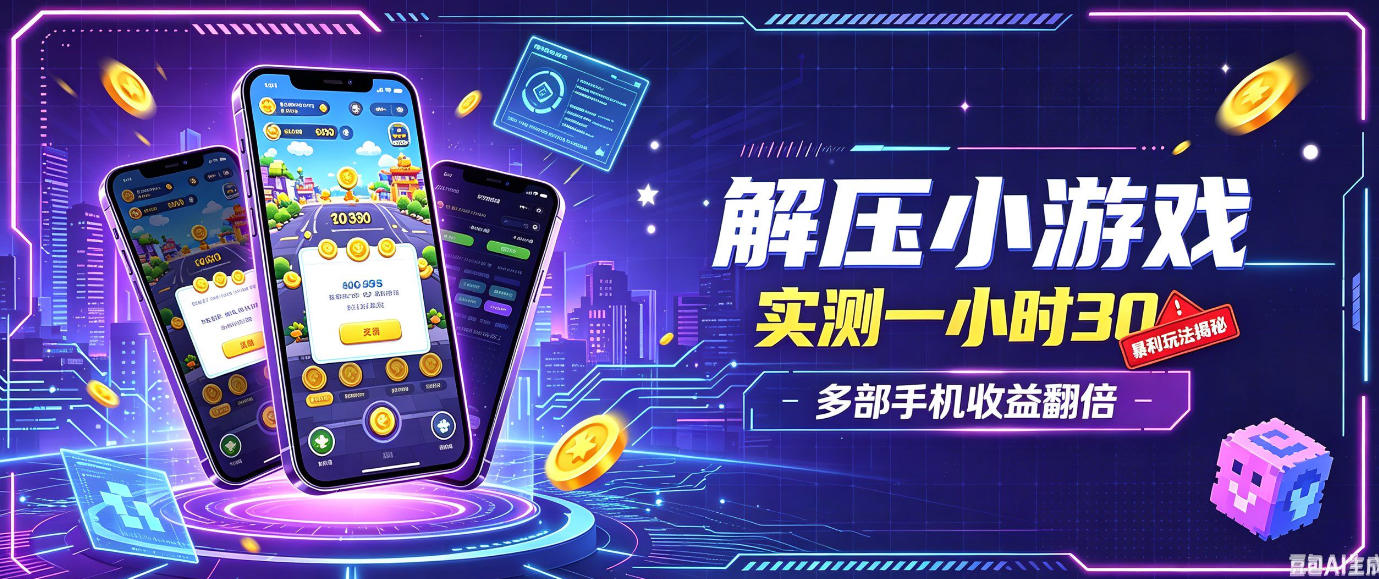 小游戏全流程玩法，实测一小时搞30，简单无脑解压，当天做当天就能看到进账，直接冲就行【揭秘】-网创之家