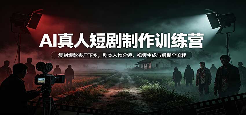 AI真人短剧制作训练营：复刻爆款丧尸下乡，剧本人物分镜，视频生成与后期全流程-网创之家
