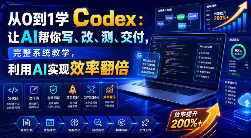 从0到1学Codex：让AI帮你写、改、测、交付，完整系统教学，利用AI实现效率翻倍(更新0918)-网创之家