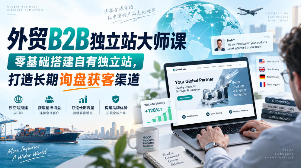 外贸B2B独立站大师课，零基础搭建自有独立站，打造长期询盘获客渠道-网创之家