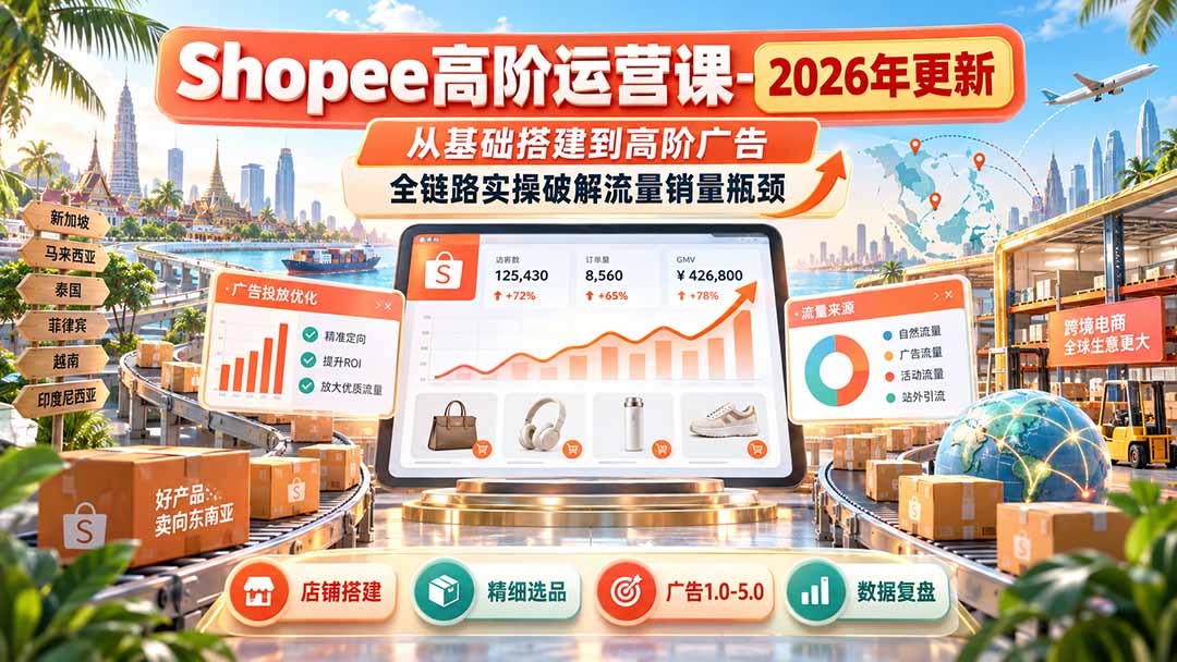 Shopee高阶运营课-更新9月，从基础搭建到高阶广告，全链路实操破解流量销量瓶颈-网创之家