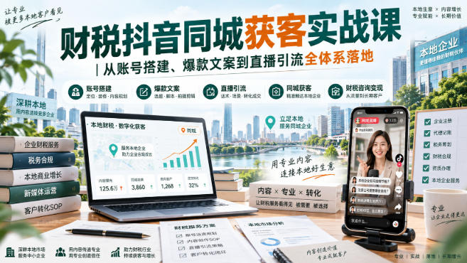 财税抖音同城获客实战课｜从账号搭建、爆款文案到直播引流全体系落地-网创之家