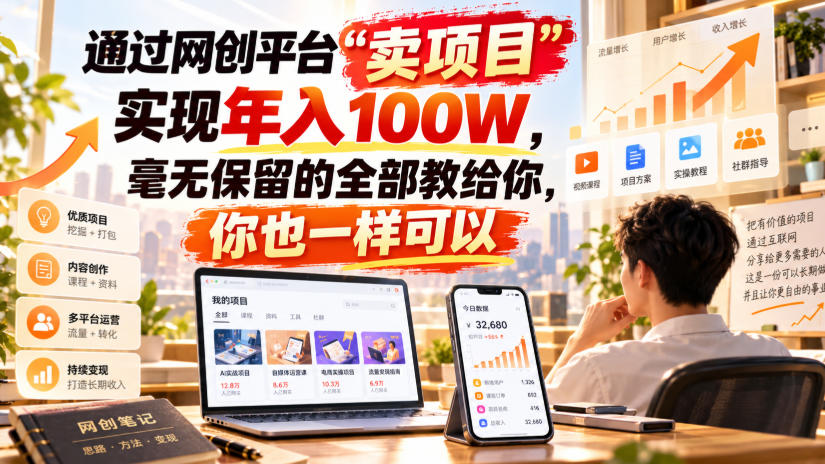 通过网创平台“卖项目”实现年入100W，毫无保留的全部教给你，你也一样可以！【揭秘】-网创之家