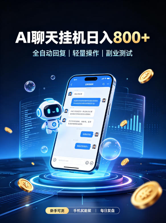 AI聊天挂G项目，日入800➕，全自动操作，适用个人副业，支持工作室矩阵操作【揭秘】-网创之家