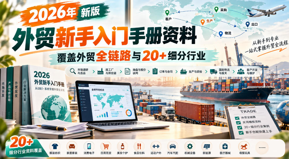 2026年新版外贸新手入门手册资料，覆盖外贸全链路与20+细分行业-网创之家