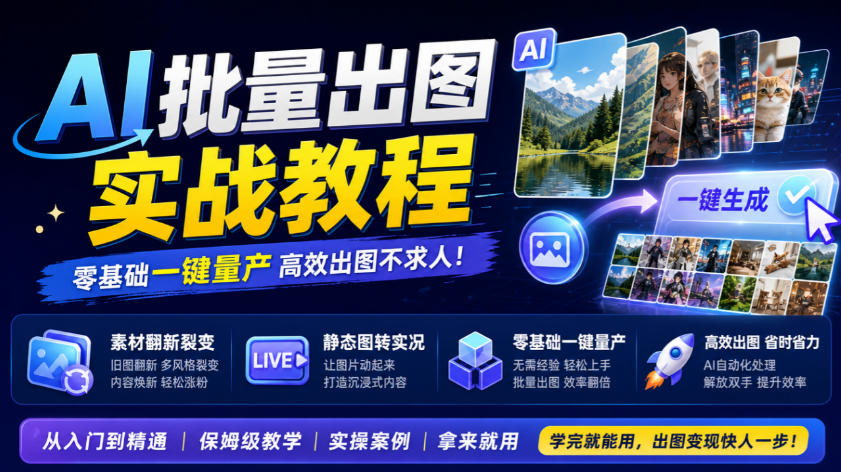 AI批量出图实战教程，素材翻新裂变，静态图转实况，零基础一键量产-网创之家