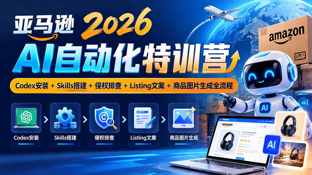 亚马逊2026AI自动化-10月特训营：Codex安装+Skills搭建+侵权排查+Listing文案+商品图片生成全流程-网创之家