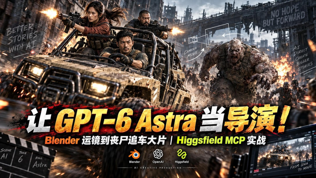 让GPT-6 Astra当导演！Blender运镜到丧尸追车大片｜Higgsfield MCP实战-网创之家
