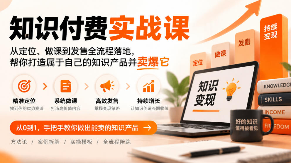 知识付费实战课：从定位、做课到发售全流程落地，帮你打造属于自己的知识产品并卖爆它-网创之家