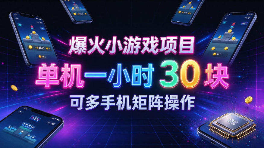 爆火小游戏撸金项目，实测单机一小时30+，可多手机矩阵操作，新手看完一遍就能上手【揭秘】-网创之家