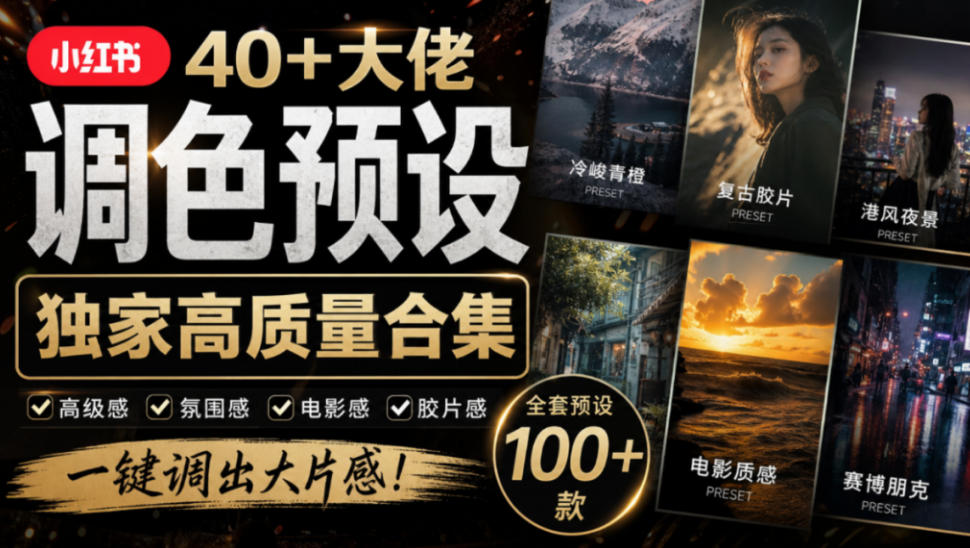 独家高质量调色素材合集！精选小红书40+多位网红婚礼/人像/风光摄影师的预设，按姓名整理，建议收藏！-网创之家