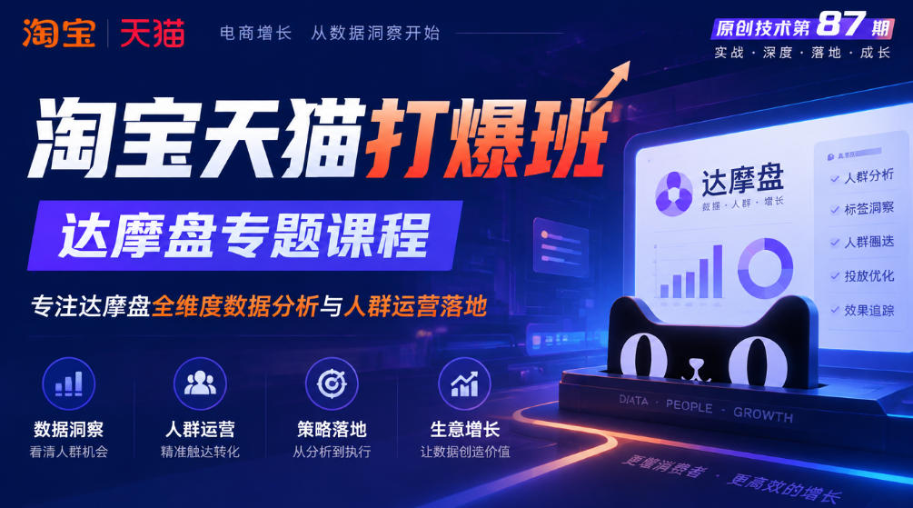 《淘宝天猫打爆班》原创技术第87期，达摩盘专题课程，专注达摩盘全维度数据分析与人群运营落地-网创之家