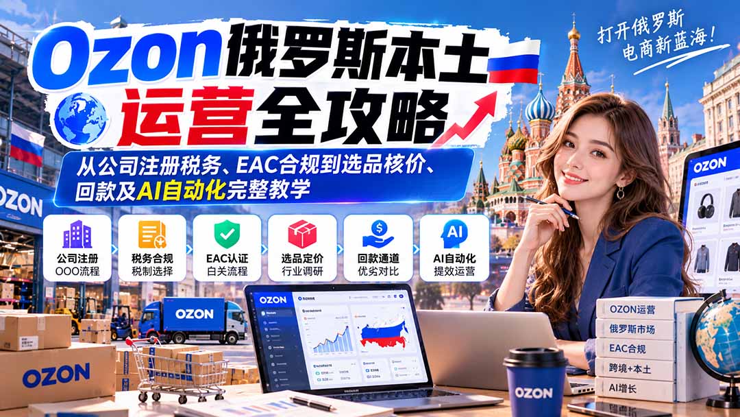Ozon俄罗斯本土运营全攻略：从公司注册税务、EAC合规到选品核价、回款及AI自动化完整教学-网创之家