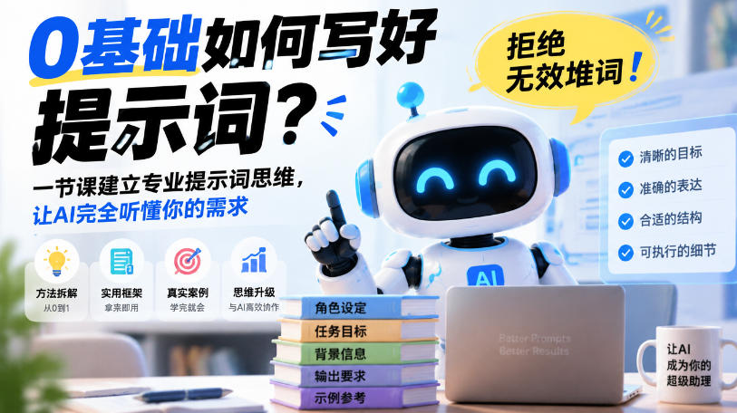 0基础如何写好提示词，拒绝无效堆词！一节课建立专业提示词思维，让AI完全听懂你的需求-网创之家