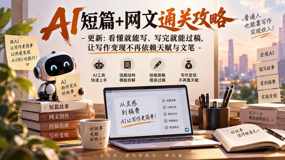 AI短篇+网文通关攻略-更新1009：看懂就能写、写完就能过稿，让写作变现不再依赖天赋与文笔-网创之家