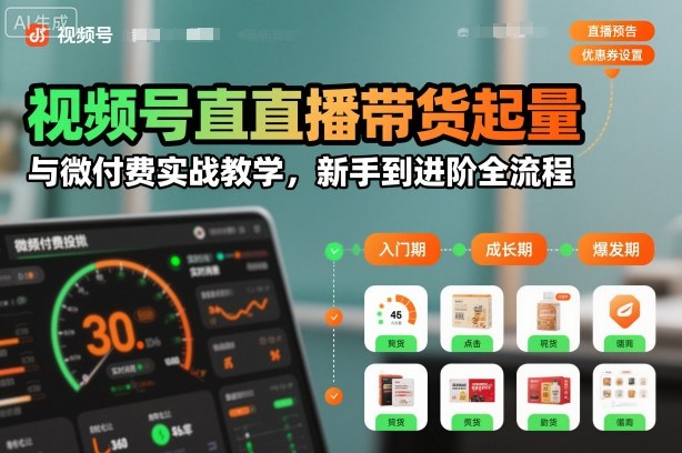 视频号直播带货起量与微付费实战教学，新手到进阶全流程(更新26年10月)-网创之家