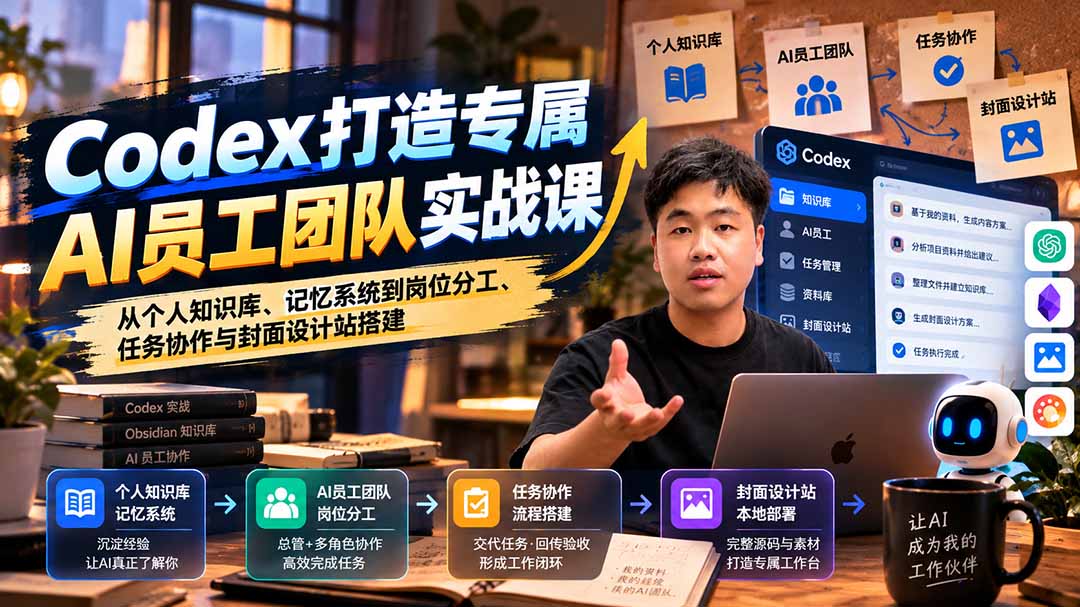 【无水印】Codex打造专属AI员工团队实战课:从个人知识库、记忆系统到岗位分工、任务协作与封面设计站搭建-网创之家