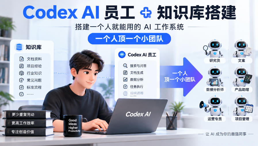 Codex AI员工+知识库搭建，搭建一个人就能用的AI工作系统，一个人顶一个小团队-网创之家