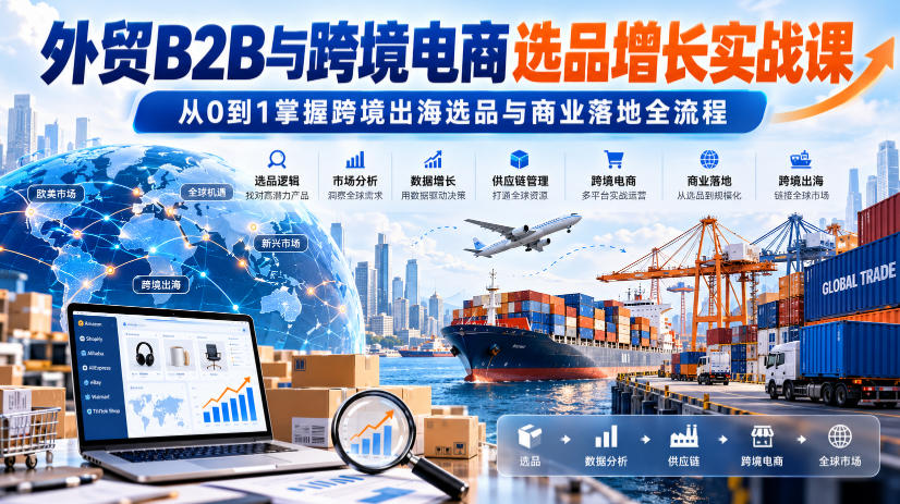 外贸B2B与跨境电商选品增长实战课，从0到1掌握跨境出海选品与商业落地全流程-网创之家
