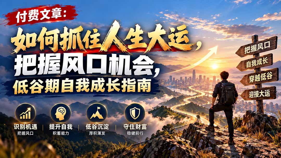 付费文章：如何抓住人生大运，把握风口机会，低谷期自我成长指南-网创之家