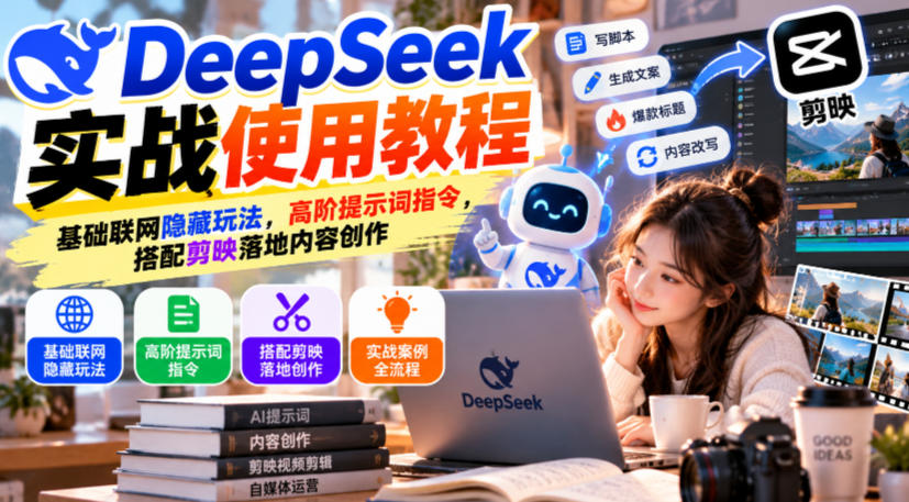 DeepSeek实战使用教程｜基础联网隐藏玩法，高阶提示词指令，搭配剪映落地内容创作-网创之家