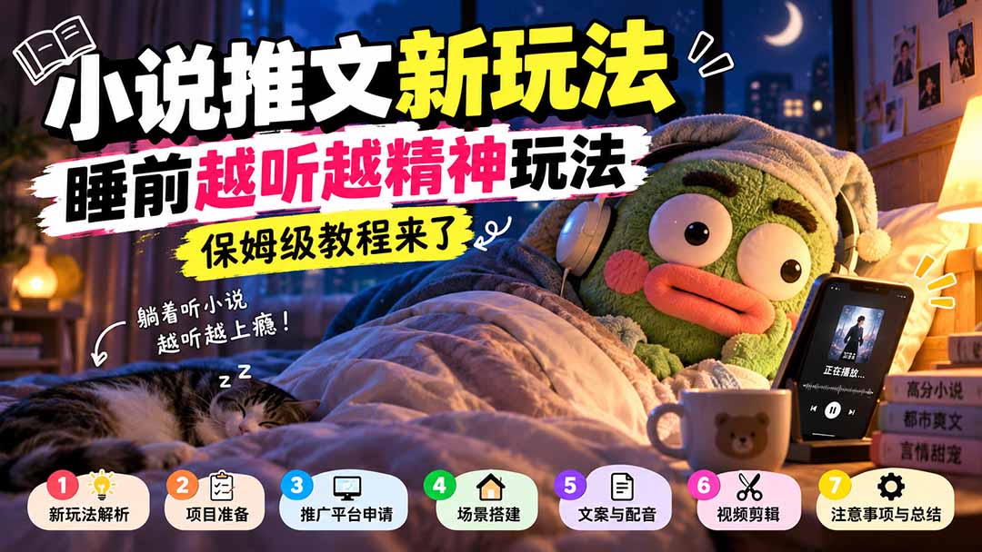 小说推文新玩法，睡前越听越精神玩法，保姆级教程来了-网创之家