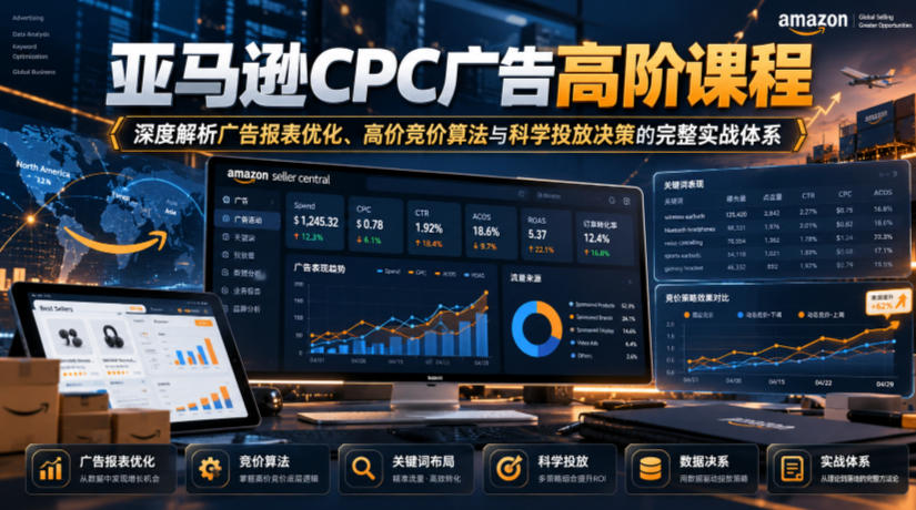 亚马逊CPC广告高阶课程，深度解析广告报表优化、高价竞价算法与科学投放决策的完整实战体系-网创之家