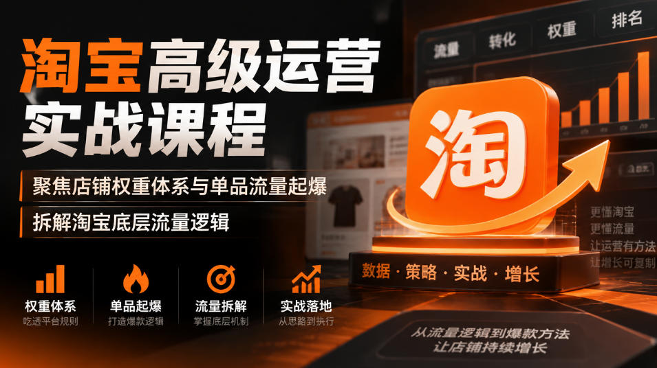 淘宝高级运营实战课程，聚焦店铺权重体系与单品流量起爆，拆解淘宝底层流量逻辑-网创之家