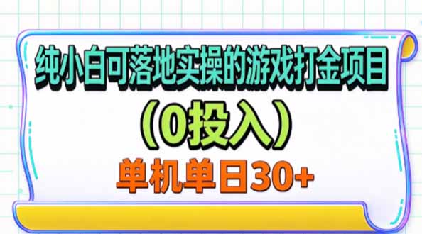 纯小白可落地实操的游戏打金项目(0投入-网创之家