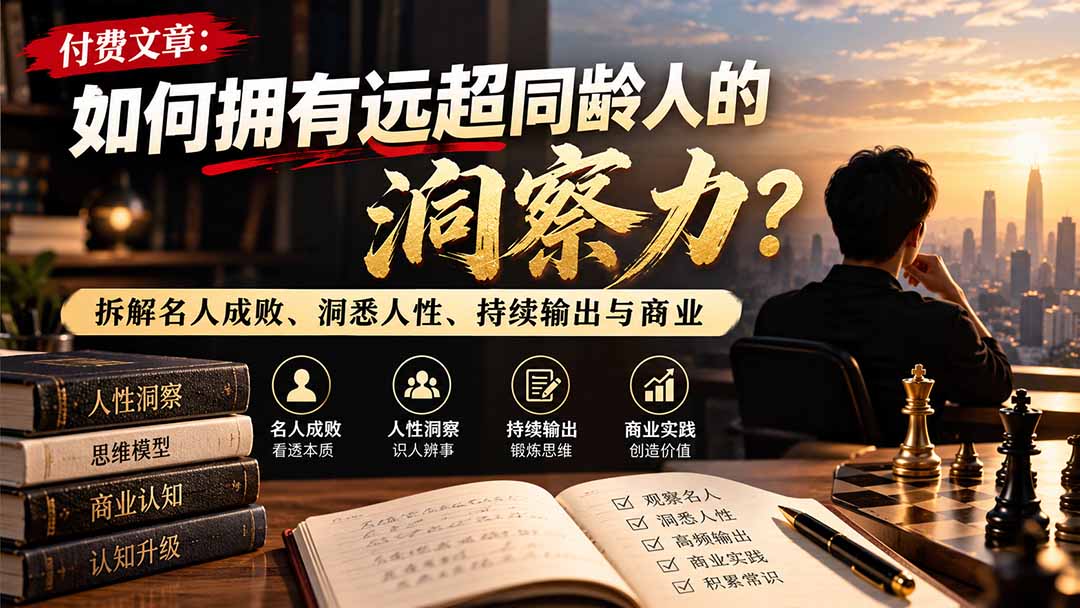 付费文章：如何拥有远超同龄人的洞察力？拆解名人成败、洞悉人性、持续输出与商业实践-网创之家