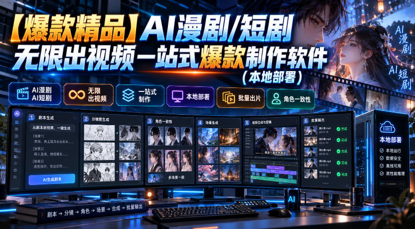 【爆款精品】AI漫剧/短剧无限出视频一站式爆款制作软件(本地部署)-网创之家