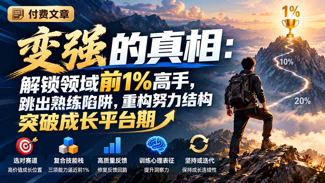 付费文章：变强的真相：解锁领域前1%高手，跳出熟练陷阱，重构努力结构突破成长平台期-网创之家