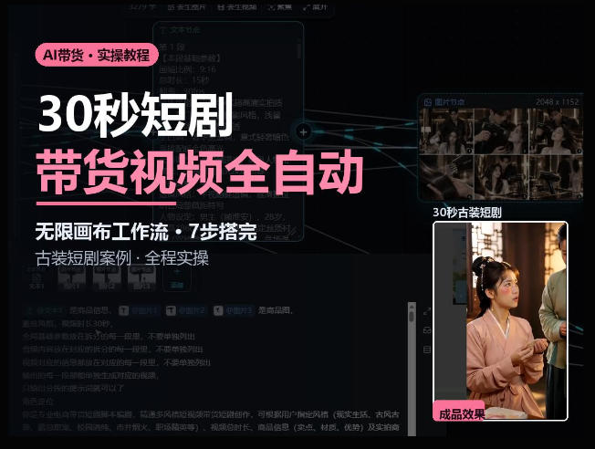 Seedance2.0做短剧带货视频，无限画布工作流·7步搭完古装短剧案例·全程实操-网创之家