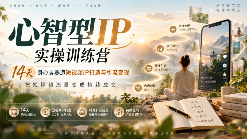 心智型IP实操训练营｜14天身心灵赛道短视频IP打造与引流变现，把短视频流量变成持续成交-网创之家