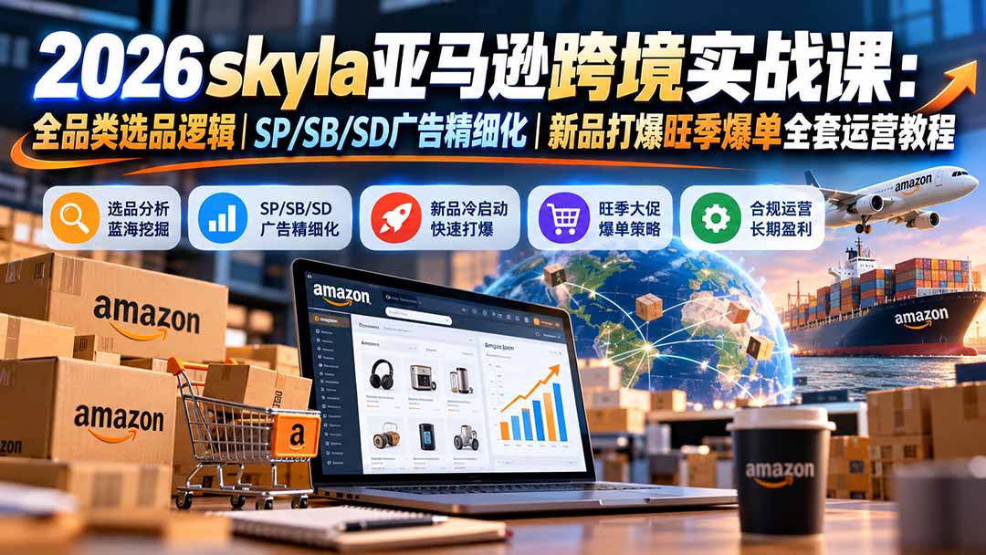 skyla亚马逊跨境实战课-更新1019：全品类选品逻辑｜SP/SB/SD广告精细化｜新品打爆旺季爆单全套运营教程-网创之家