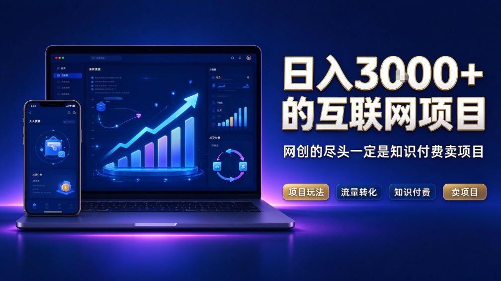 日入3k+的互联网项目，网红的尽头是带货，网创的尽头一定是知识付费卖项目【揭秘】-网创之家