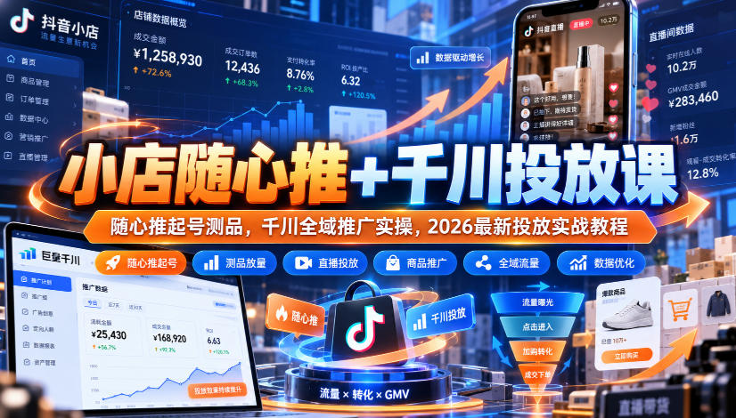 小店随心推+千川投放课｜随心推起号测品，千川全域推广实操，2026最新投放实战教程-网创之家